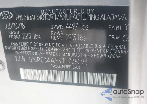 2018 Hyundai Sonata Limited from USA, damaged, VIN 5NPE34AF5JH725296